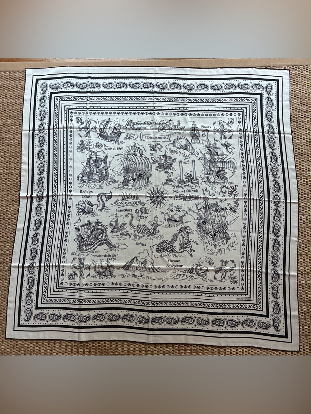 Hermes Tatouages Marins Bandana 140vm Cashmere/Silk NWT